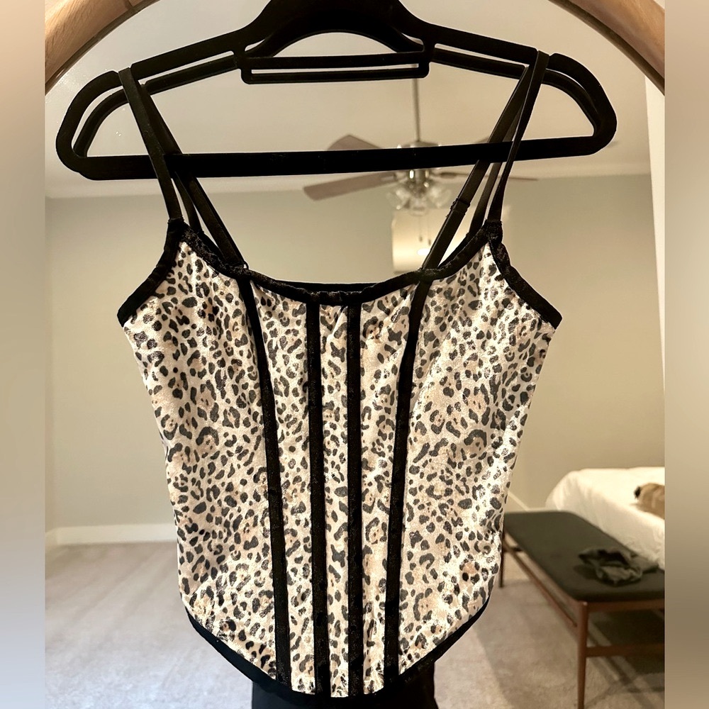 Victoria's Secret NWT velvet leopard print Bustier Bodysuit